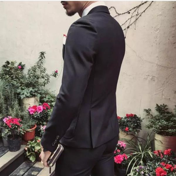 

red suit clothing for men wedding suit slim fit groom tuxedos handsome black man blazer suit with jacket+pants+vest, Black;gray