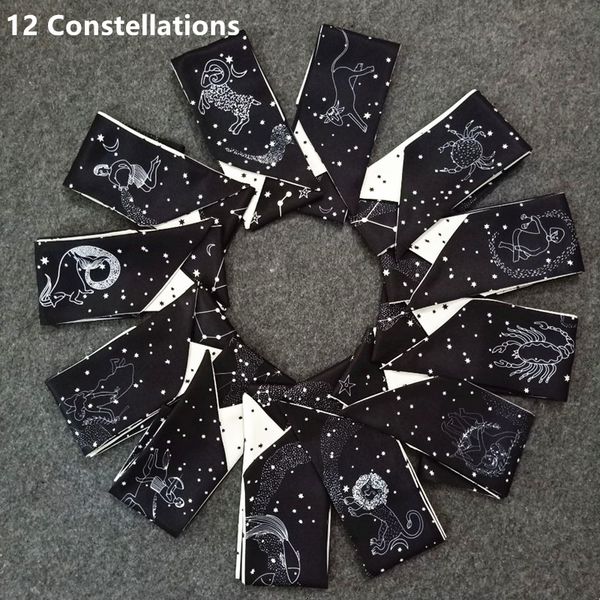 

12 constellations scarf 2018 new design women silk scarf bag ribbons fashion head for ladies signs foulard small tie