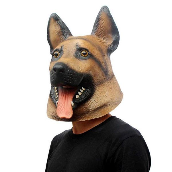 Acheter Hanzimasks Nouvelle Berger Allemand Tête De Chien Masque En Latex Masque Complet Du Visage Adulte Masque Halloween Mascarade Déguisement
