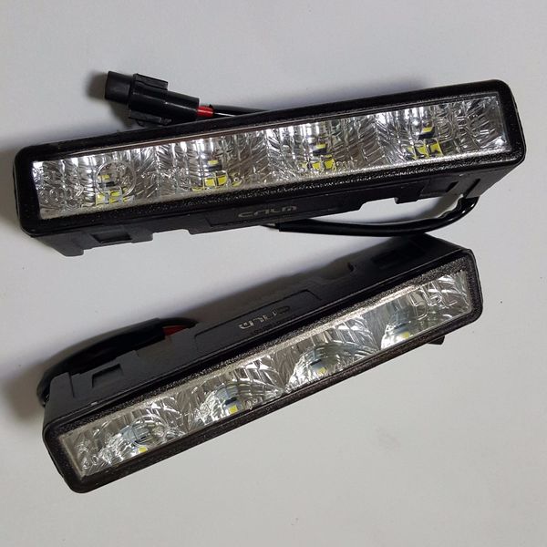 

cnlm 2 pcs car drl daytime running light front daylight 4 led fog lamp waterproof dimmer flash e4 r87 ece rl00