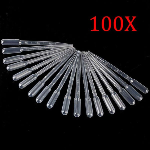 100pcs 3ml Şeffaf Plastik Tek Kullanımlık Pipet Damlaları Damla Nakliye için Pipetler Transfer