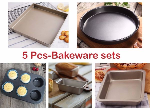 

bakeware sets-baking pastry/cake tools-5pcs bakeware set cake mold tool for baking stainless pizza pans in the oven bread moulds