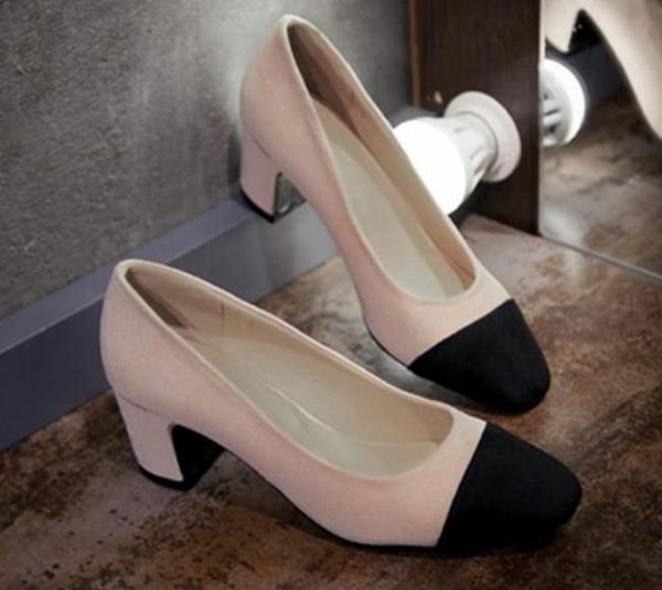 

send new style high heel fashion coarse heel womens shoes, Black