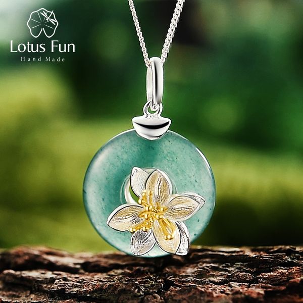 

lotus fun real 925 sterling silver natural aventurine green gemstone design fine jewelry lotus whispers pendant without necklace