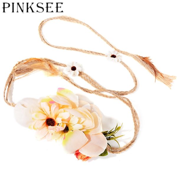 

pinksee 2018 женщин элегантный цветок строка кисточкой талии пояса для платья узел женские дамы все матч пояс, Black;brown