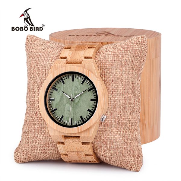 

bobo bird men's brand design green wood dial watch with full bamboo wooden bands sport quartz watches in round box, Slivery;brown