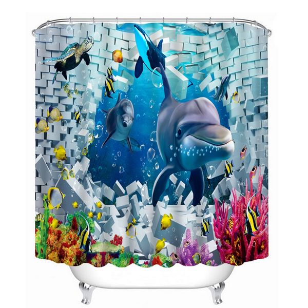 

новые 3d занавески для душа морского дна русалка pattern ванная комната шторы водонепроницаемый сгущаться моющиеся ванна занавес ванная комн