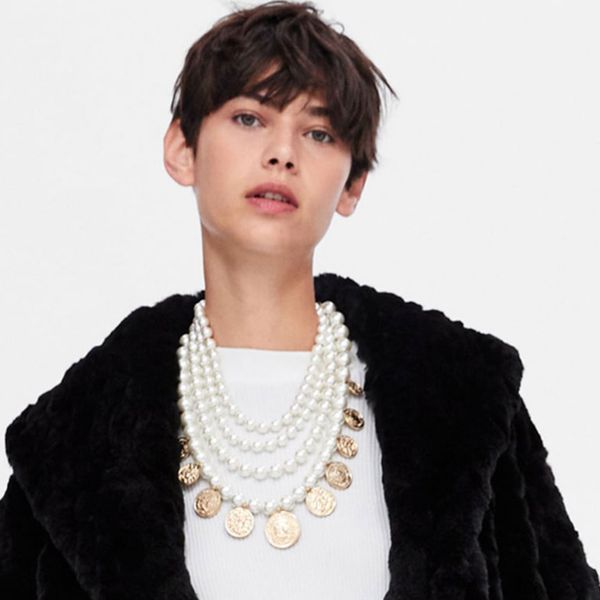 

flatfoosie simulated pearl necklace for women golden coin pendant statement multi-layer choker necklace wedding party jewelry, Silver