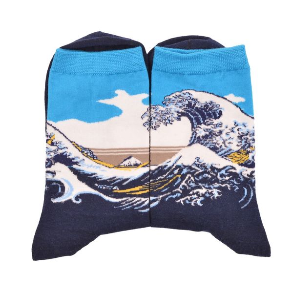 

Knitted Combed Cotton Colorful Van Gogh Retro Oil Painting Animal Print Men Socks Cool Casual Dress Funny Party Dress Crew Socks