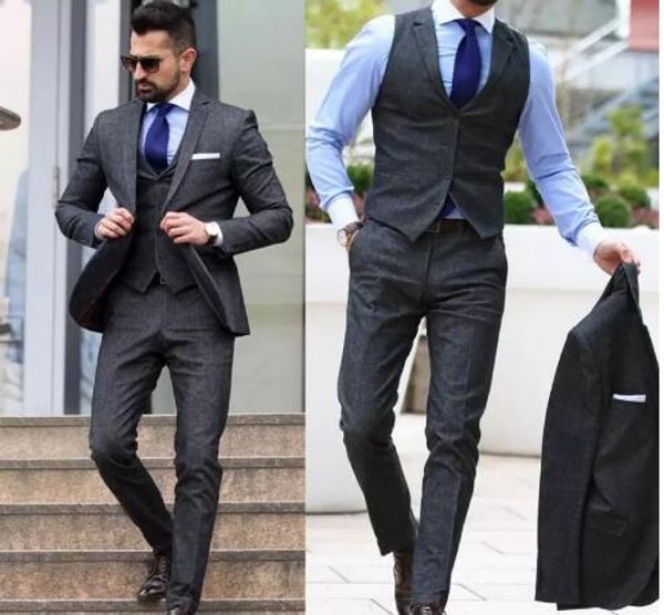 2017-2018 Homens Cheap Suit Noivo Smoking Groomsmen ternos formais Homens de negócios desgaste (jaqueta + calça + Vest) Wear Pieces Três casamento Bestman