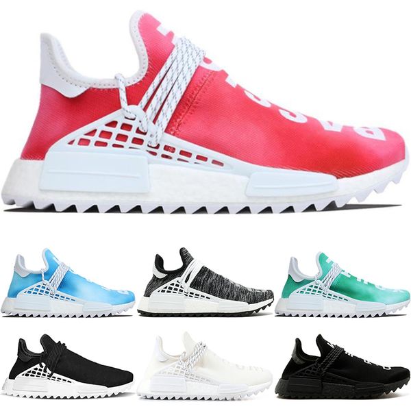 

nmd human race trail running shoes men women nerd pharrell williams hu runner black cream white designer trainer sport sneaker size 5-12, White;red