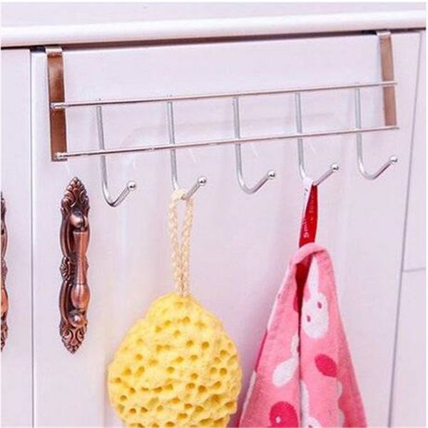 

2018 wholesales 5 hooks door back kitchen cabinet draw door hanger clothes towel spoons rack