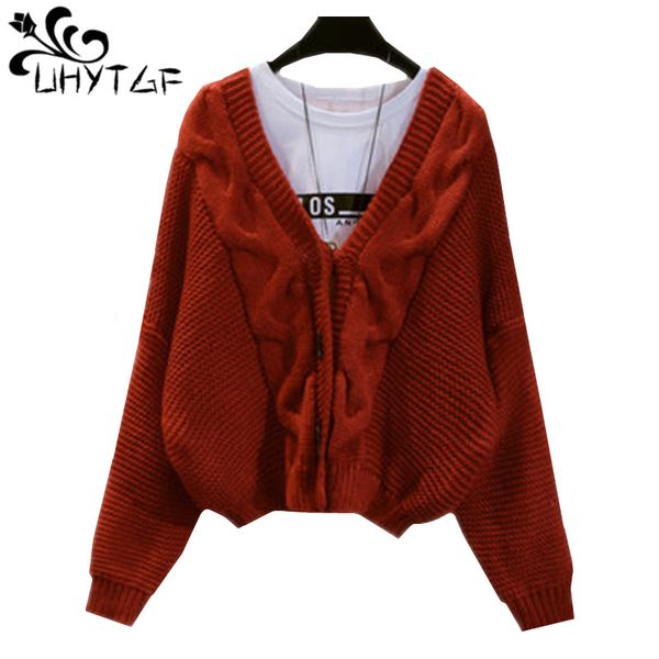 

uhytgf bewoman autumn sweater 2018 plus size short sweater cardigan female fashion harajuku elasticity knit coat460, White;black