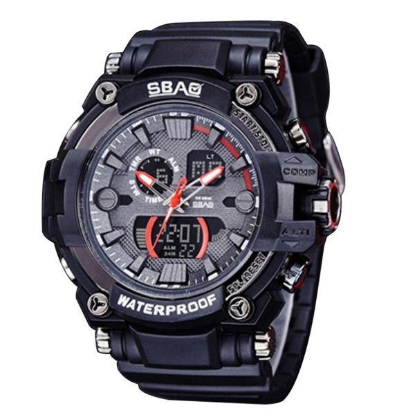 

waterproof men sports digital watch led student watches multifunctional boy student wristwatches reloj, Slivery;brown