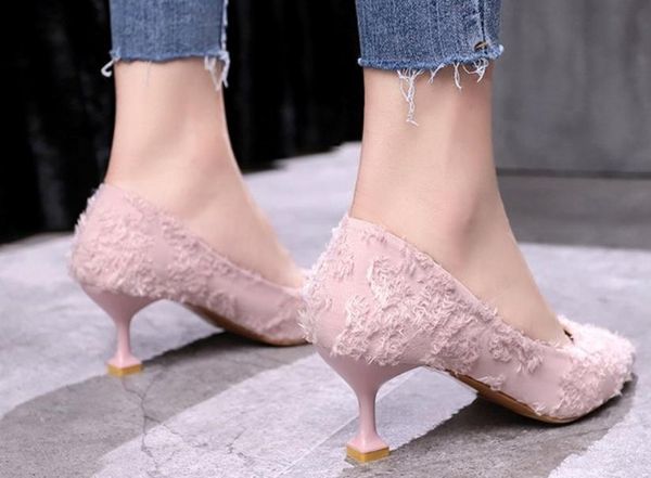 

women's shoes in spring and autumn pointed end high fine heel@366, Black