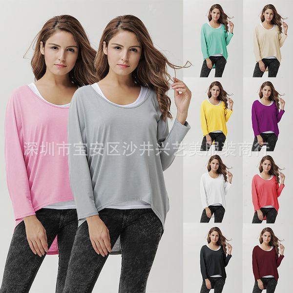 

women loose irregular solid color cotton tshirts fashion multicolored sweaters knitted round neck maternity clothes 10colors plus size, White