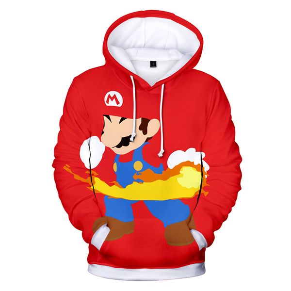 

mens winter designer sweatshirt mario red 3d print front pocket hoodies halloween party custom clothes ing, Black