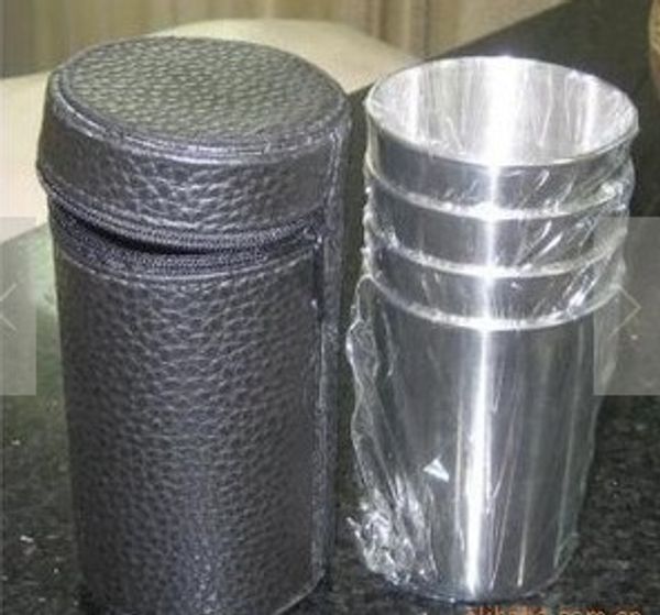 

wholesale-small 40ml stainless wine cup used in camp/travel etc 4pcs/lot ing