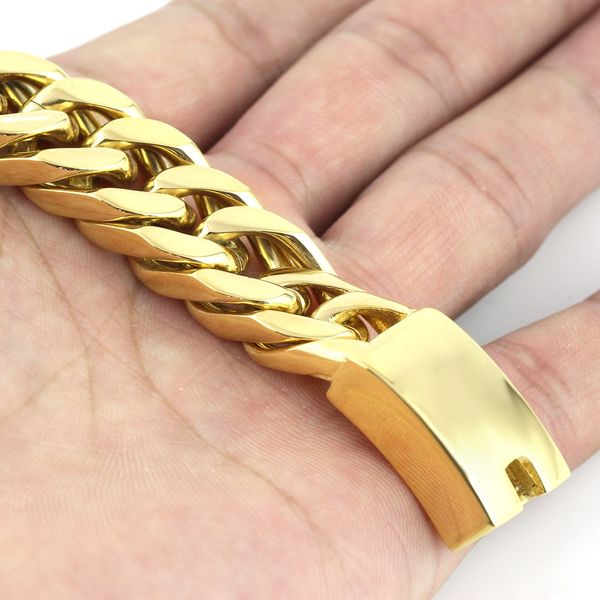 

gold tone 12.5mm band width mens 316l stainless steel bracelet b175, Black