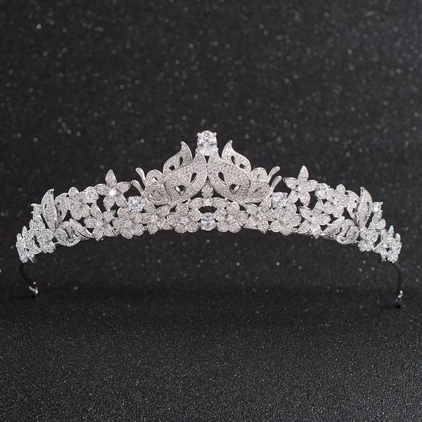 

crystals cz cubic zirconia wedding bridal royal tiara diadem crown women prom hair jewelry accessories ch10209, Golden;white