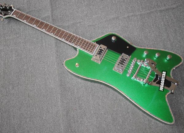 Billy Bo Jupiter Metallic Green Thunderbird E-Gitarre Abalone Body Binding Bigs Tremolo Bridge China TV Jones Pickups Grover Tuners Chrome Hardware