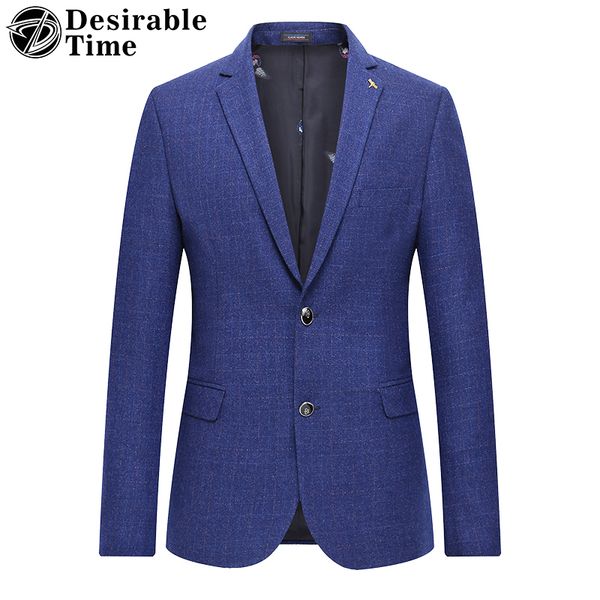 

desirable time blue fashion casual blazer men 3xl 4xl new arrival 2018 slim business plaid blazers for men prom dresses dt261, White;black