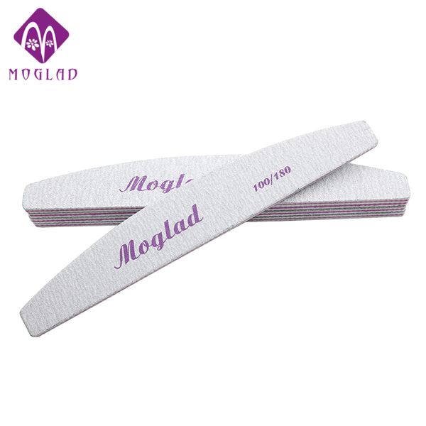 

moglad 5pcs/lot semilune grey nail file 100/180 nail art sanding salon buffer file manicure tools