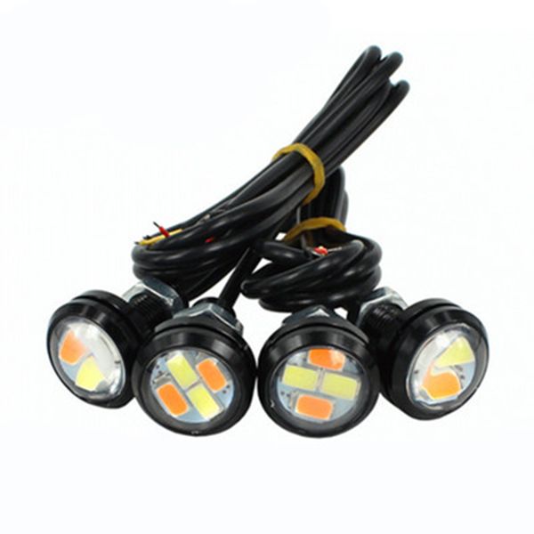

4x 12v dc 23mm 5730 6 led eagle eye daytime running dual color drl light white amber