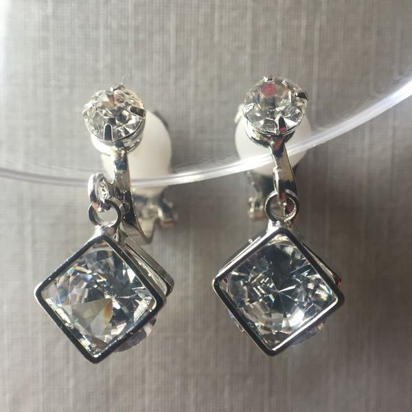 

korean style clip earrings without piercing for women no ear hole ear clip wedding jewelry on earrings cubic zirconia, Silver