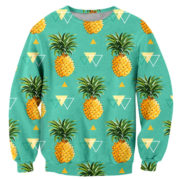 

новое прибытие мода мужчины / женщины фрукты смешные 3d печатных ананас оранжевый толстовка стиль мода повседневная толстовка b202, Black