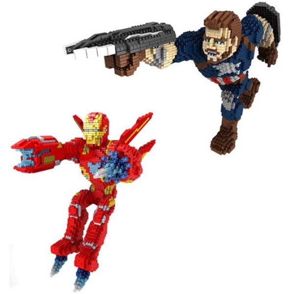

Fight model Captain America nano blocks strong Ironman model figures plastic diamond black panther blocks super hero bricks toys