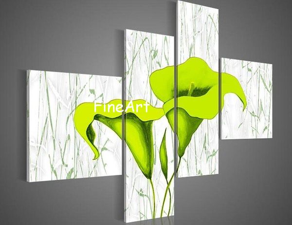 

огромное искусство масляной живописи холст ручной работы искусство природы живопись 4 панели аннотация цветок лилии искусство живописи масло