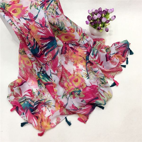 

women floral pattern cotton tassel scarf shawls wraps hijabs 10pcs/lot, Blue;gray