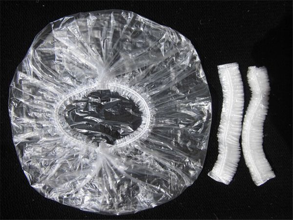 

100pcs disposable shower cap hat l one-off elastic shower bathing cap clear salon