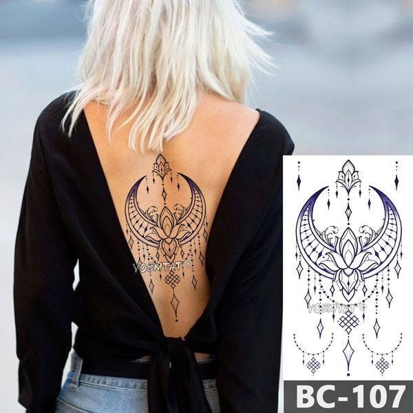 Acheter 1 Feuille Poitrine Corps Tatouage Temporaire Bijoux Imperméables De Lune Lotus étoiles Mystère Motif Decal Taille Art Tatouage Autocollant