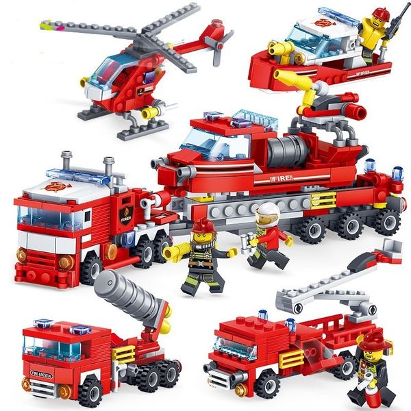 

348пк пожарных автомобилей вертолетостроение лодки блоки, совместимые legoed города