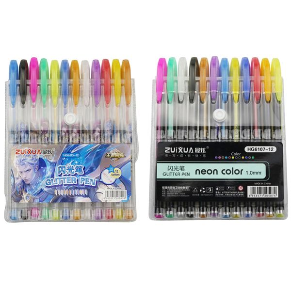 

12 pcs 12 colors art sets flash pen gel pens drafting painting crayons water-color pens parent student gift office stationery