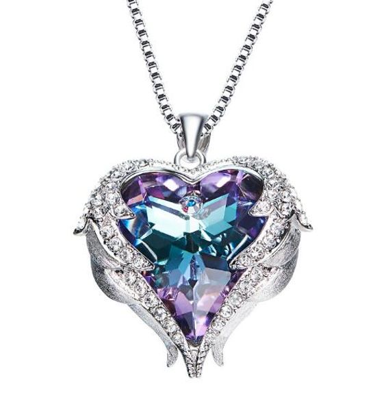 

День святого Валентина подарок любовь Сердце кулон ожерелья с крылом Ангела пода
