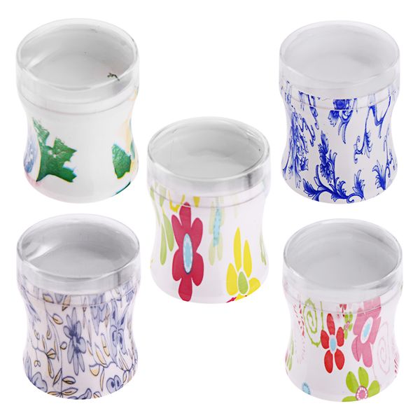 

unique design clear jelly silicone nail art stamper scraper with cap transparent 3.8cm nail stamp stamping tools, White