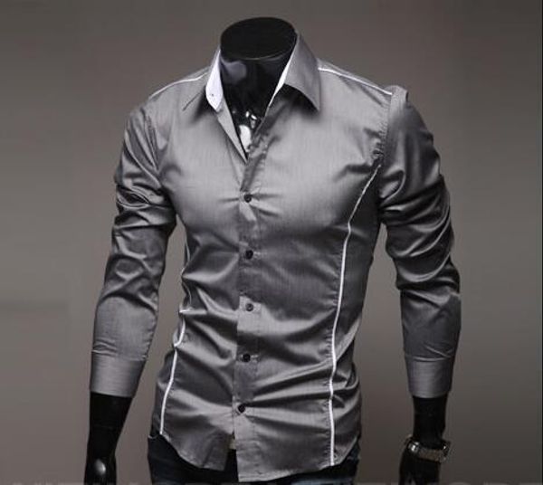 2014 hot sale Frete Grátis Novas Camisas Dos Homens Casual Slim Fit Elegante Mens Camisas de Vestido 5902