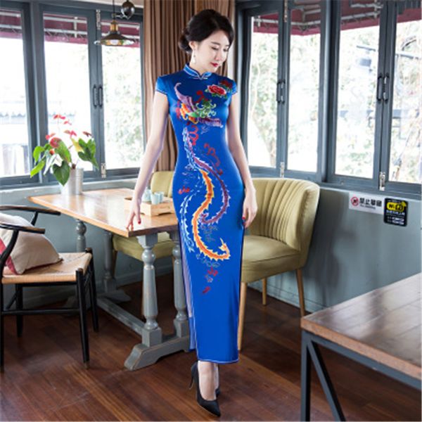 

long elegant formal evening dress royal blue bridal mother gown oriental dress ropa mujer verano 2018, Red
