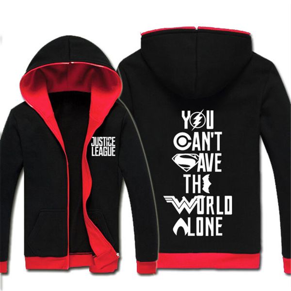 

justice league hoodie dc anime jacket winter fleece mens hoody sweatshirts black red autumn new hoodie coat