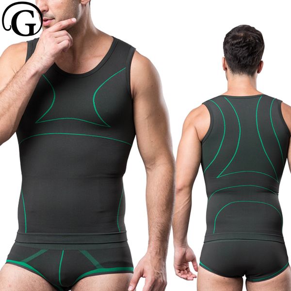 

2pcs/set men slimming body shapewear chest binder abdomen corset hold belly control panties bamboo gynecomastia bodysuits, Black;brown
