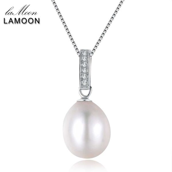 

lamoon 9mm 6.5ct natural freshwater pearl jewelry 925 sterling silver white gold pendant necklace for women fine jewelry lmni008