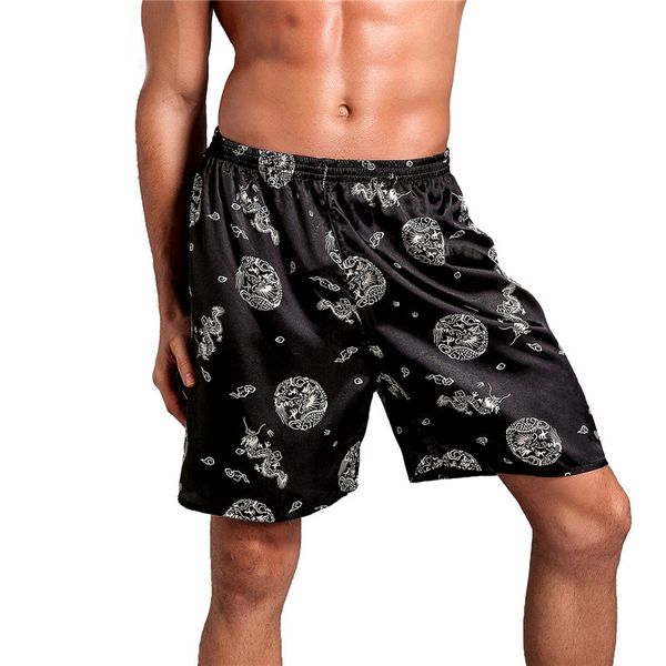 

casual comfortable men sleepwear shorts boxers loose pajama elastic waist nightwear underpants underwear summer, Black;brown