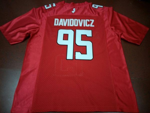

men rutgers scarlet knight justin davidovicz #95 real full embroidery college jersey size s-4xl or custom any name or number jersey, Black;red