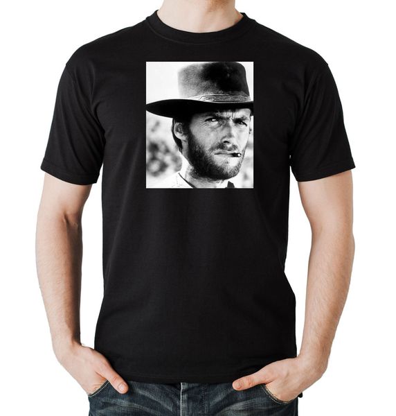 

clint smoking t-shirt black eastwood harry dirty mcqueen steve spencer bud, White;black