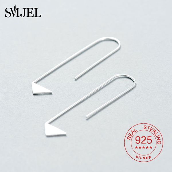

smjel 925 sterling silver triangle long post earring geometric statement stud earrings for women wedding jewelry, Golden;silver