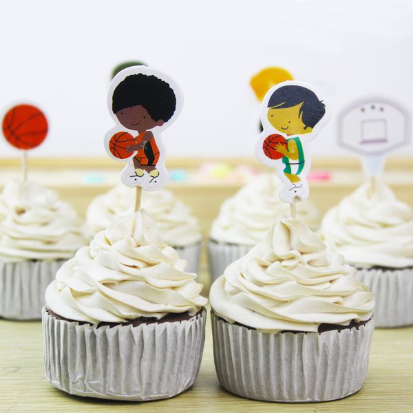 2019 Wholesale Basketball Sports Theme Cartoon Cupcake Toppers