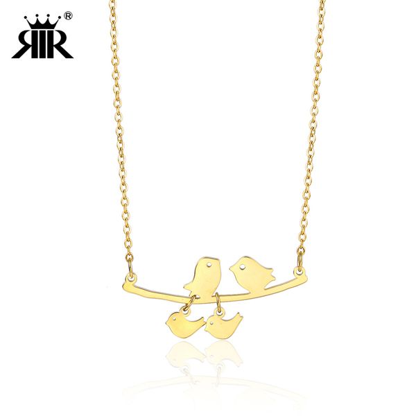

rir bird on a branch necklace four nightingale bohemian necklace nature jewelry woman mom and baby birthday gifts in stainless, Silver